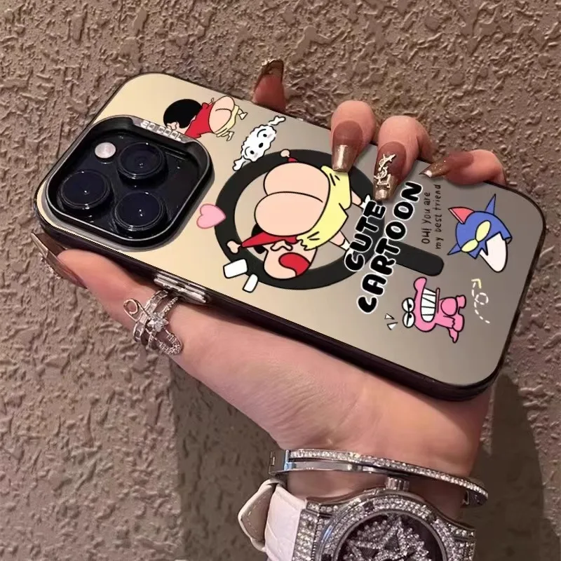 Фото Чехол для телефона Crayon Shinchan для iPhone 16, 15, 14, 13, 12, 11, 17 Pro Max Nohara Shinnosuke Shin-chan, магнитный беспроводной чехол Magsafe №2