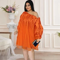 plus size women elegant dress 2022 summer mesh lantern sleeve clothing wholesale luxury bodycon party evening gown outfit