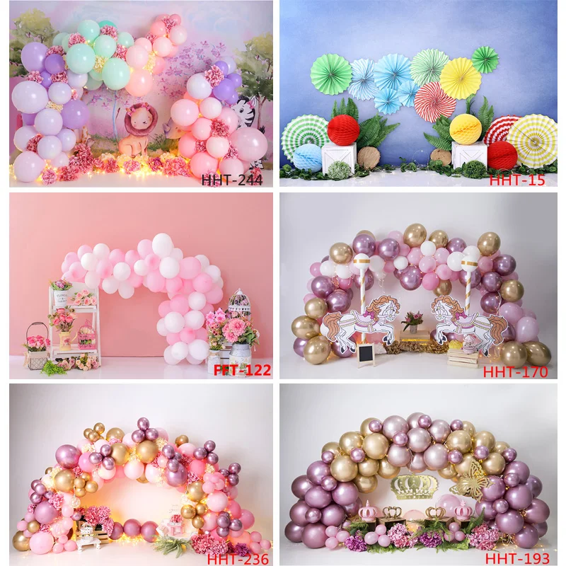 Фото Personalized Decoration With Colorful Balloon Arch Snowman Background Newborn Baby Birthday Photography Backdrops FSS-101 №1