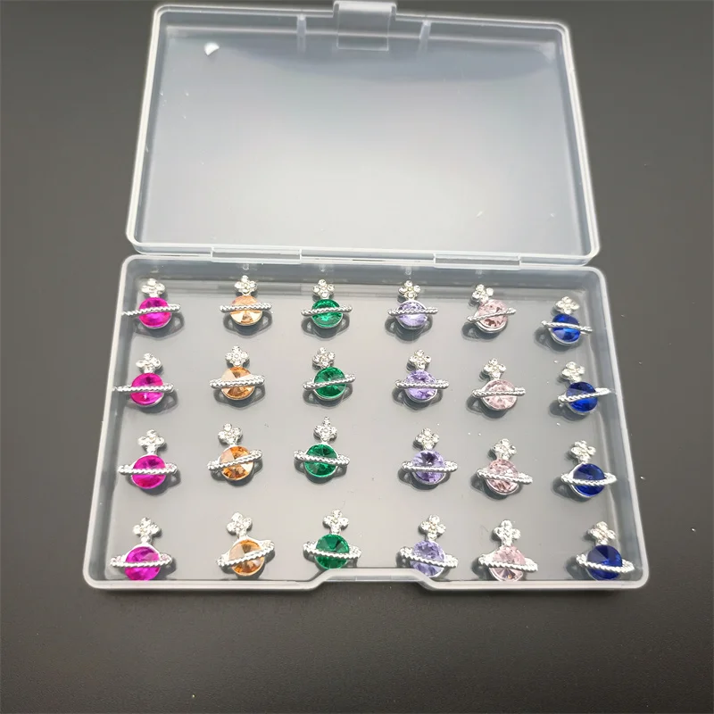 

3D Zircon Planet Jewelry Alloy Nail Art Rhinestone Glitter Planet Nail Art Charms For DIY Manicure Accessoires Press On Nails
