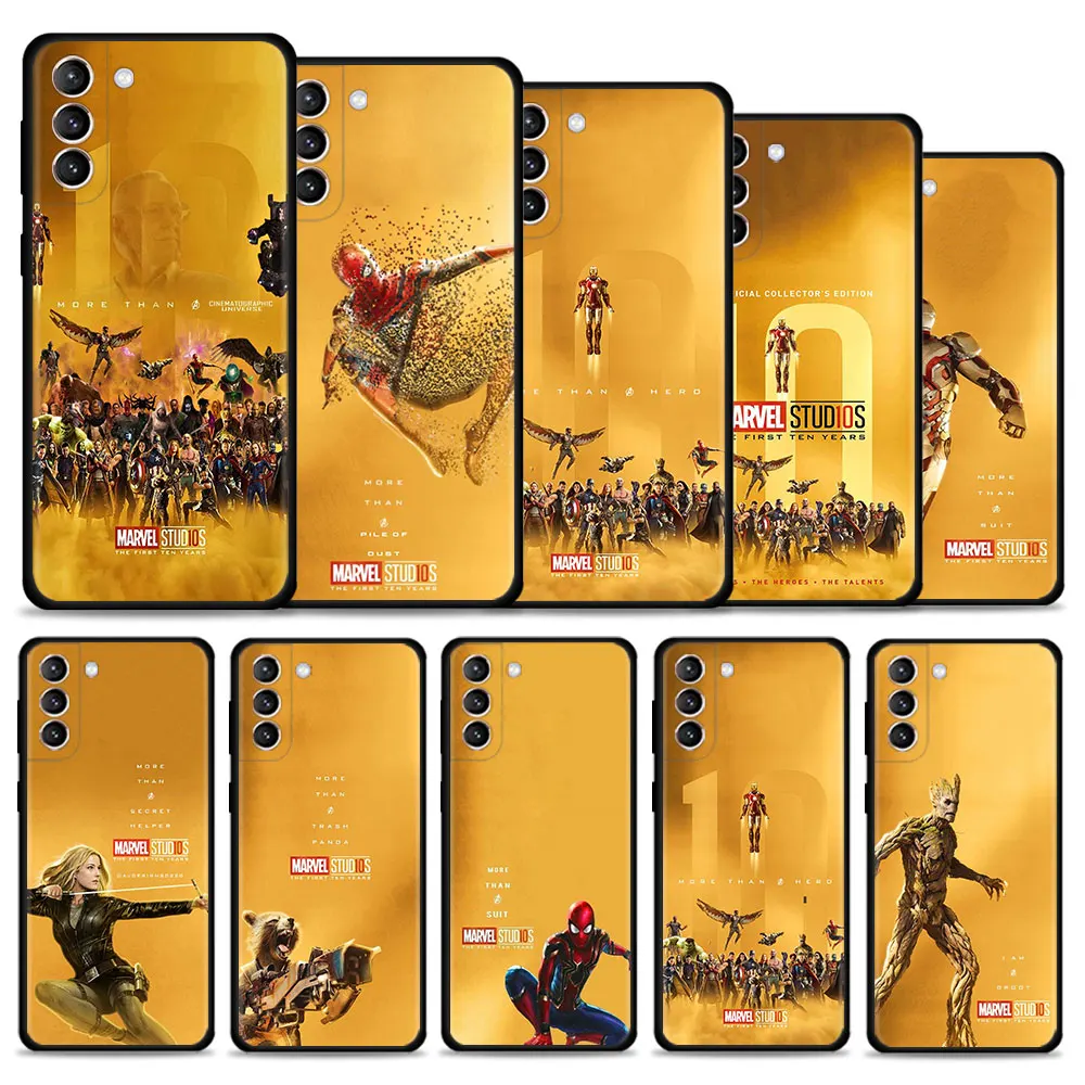 

For Samsung S20 S21 FE Ultra Plus S20FE for Galaxy Note 20Ultra 10Plus S10e S22 Marvel Gold Yellow Spiderman 3 Iron man Heros