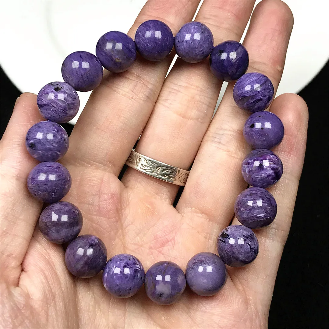 

11mm Natural Purple Charoite Bracelet Jewelry For Women Lady Men Beauty Gift Round Beads Stone Crystal Gemstone Strands AAAAA