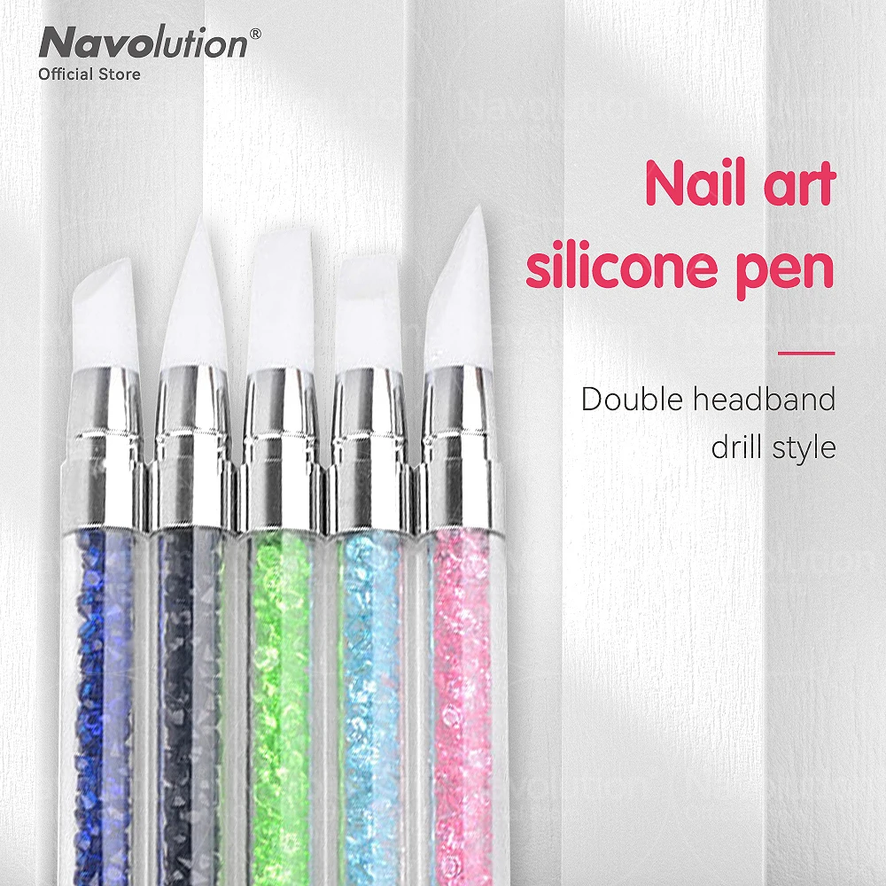 

1 PC Double-Headed Super Soft Silicone Pen Rhinestone Nail Art Brush Pen Silicone Head Carving Dotting Tool for Women DIY Brush
