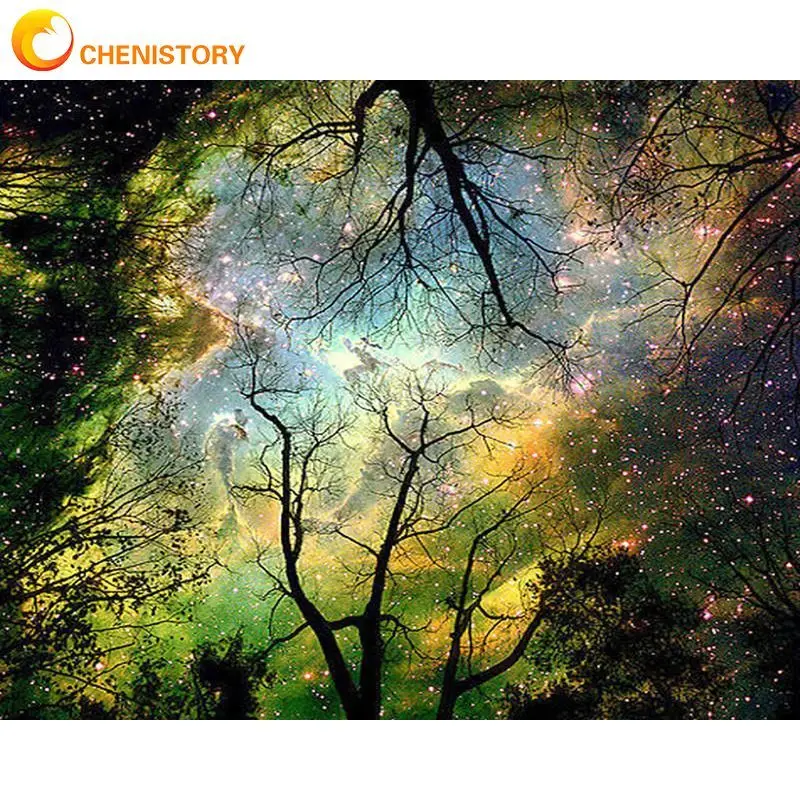 

CHENISTORY Frame Picture Painting By Numbers Kits Forest Scenery Acrylic paint Wall Art Home Decors Coloring By Numbers For Diy