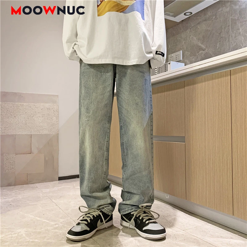 Men Casual Pants Cargo Jeans Demin Trousers New Spring Men's Clothing 2022 Autumn Sweatpant Slim Straight Loose Youth MOOWNUC