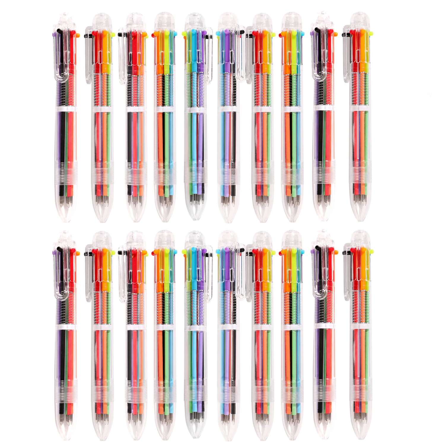

40 Pcs South Korean Creative Stationery Lovely Multi-color Ball-point Pen Rod Multifunctional Press Ink Color or 6