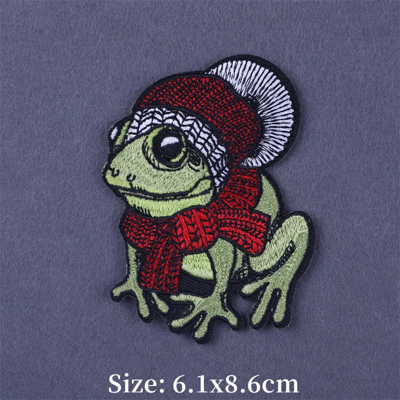 Термоклейкие нашивки с рисунком животных лягушек на одежду