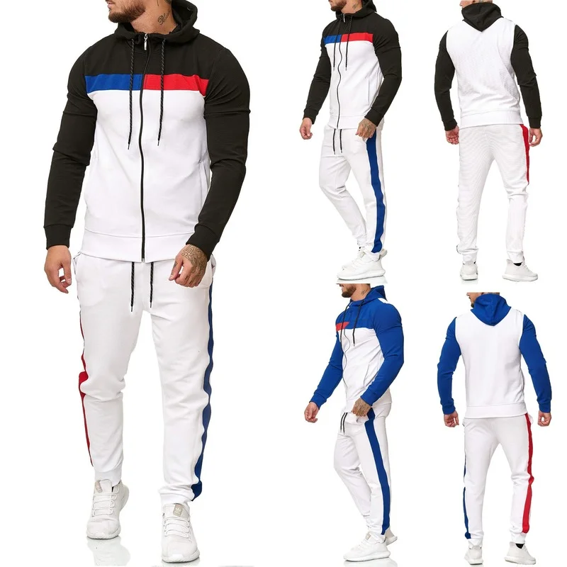 Men's Sports Suit Hoodie Trousers Fitness Two Piece Hooded Long Sleeve Casual Sports Running Suit