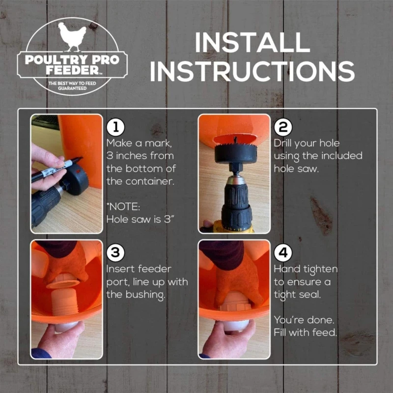 

Poultry Professional Feeder Constant Feed+Less Waste DIY Quick Installation G2AB
