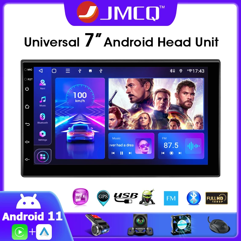 JMCQ Android 11 0 Универсальный 7-дюймовый автомобильный радиоприемник GPS 2 din Carplay для