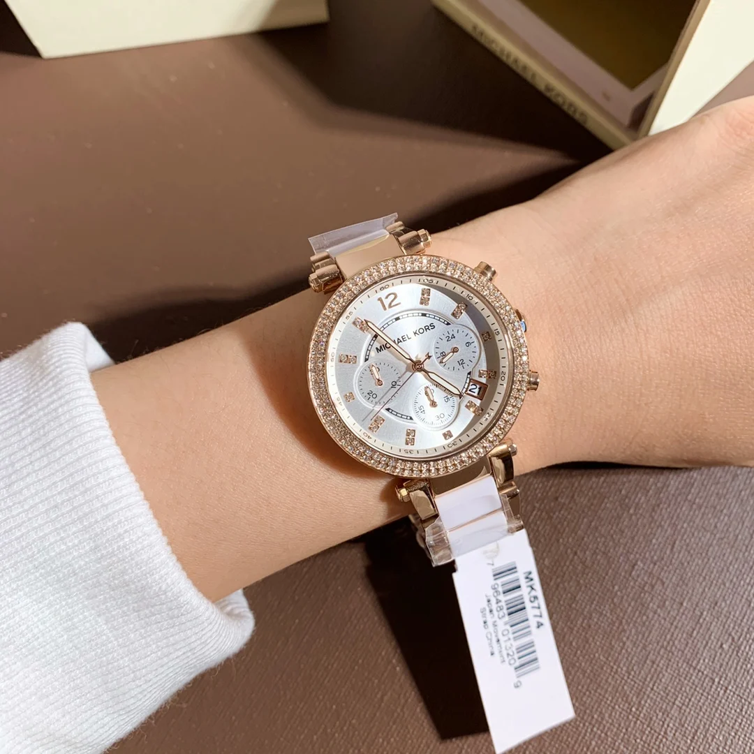 Женские роскошные дизайнерские часы Michael Kors Parker MK-5774, водонепроницаемые кварцевые часы с бриллиантами, модные наручные часы, подарок для подруги (art.: 3920db9fcfa16) - 3920db9fcfa16