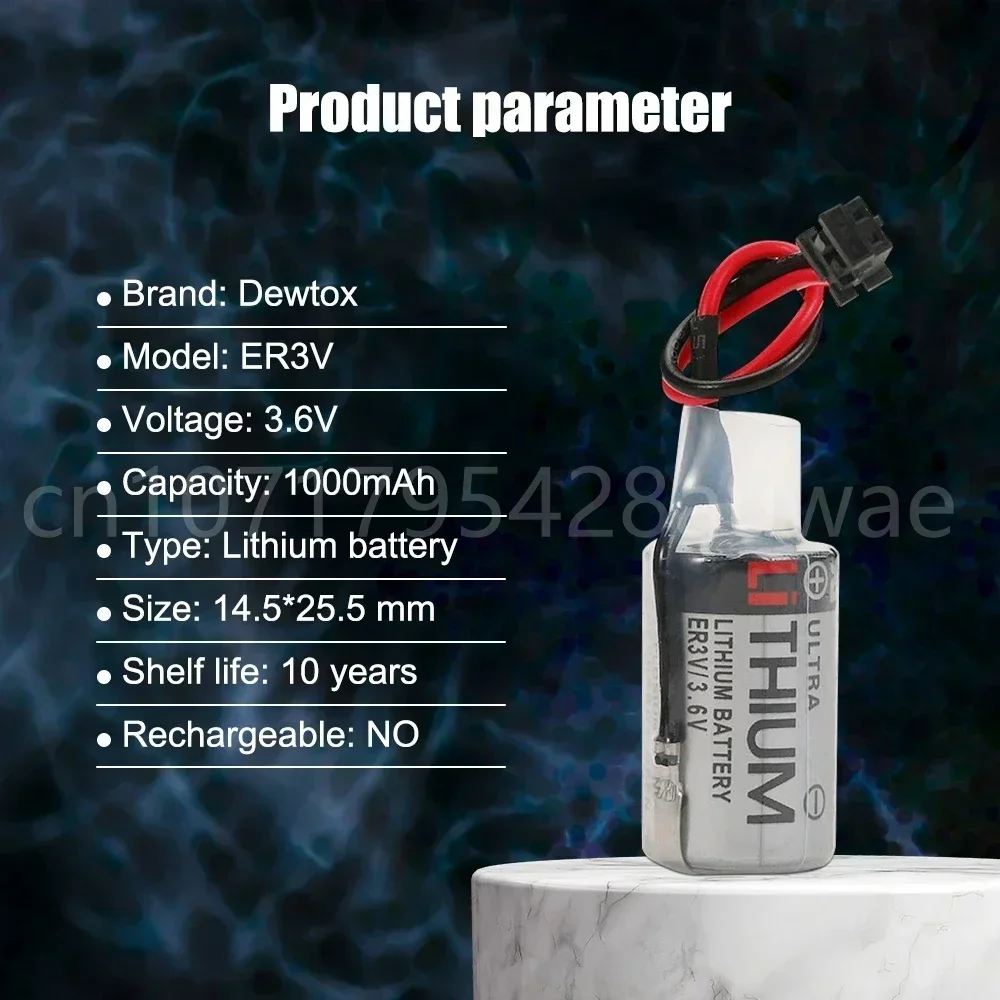 10PCS JZSP-BAT01 Original New Battery ER3V 3.6V Driver CPM2A-BAT011/2 Lithium for CNC Machine Tool Black Plug