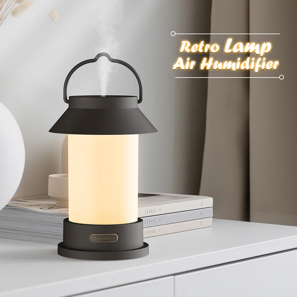 

400ml Air Humidifier 3Color Retro Lamp Night Light Mute USB Wireless Essential Oil Diffuser Aromatherapy Home Fragrance Atomizer