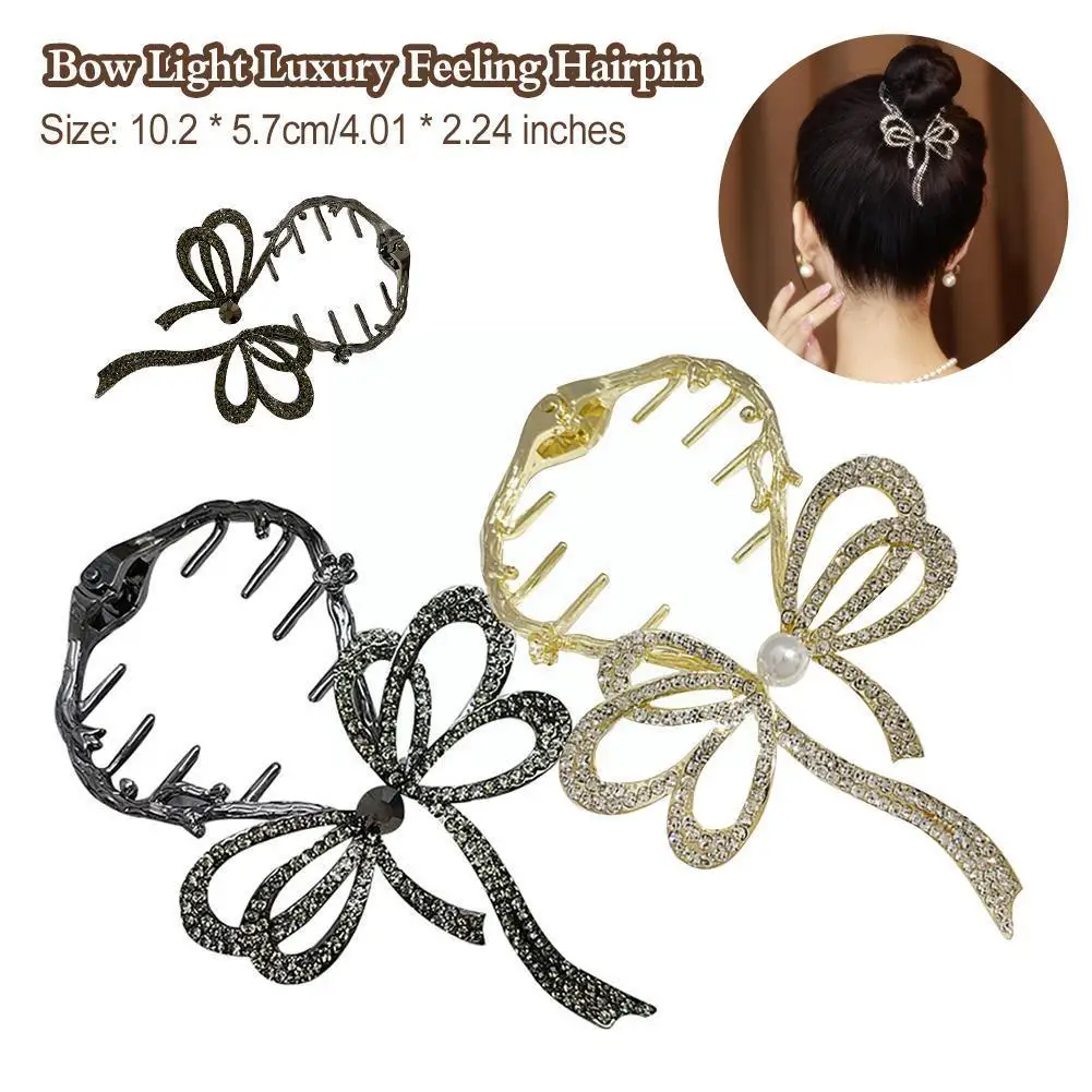 

1pc Bow Light Luxury Feeling Hairpin Ponytail Buckle Hair Clip Fashion Hairpin Accessories Temperament Style Coiffure I2D4