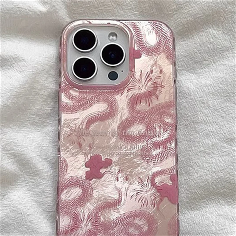Чехол для телефона Whirlpool с узором IND Pink Fireworks Lucky Cloud Snake для iPhone 11, 12, 13, 14, 15, 16 pro max (art.: 3920ccdbb3395) - 3920ccdbb3395