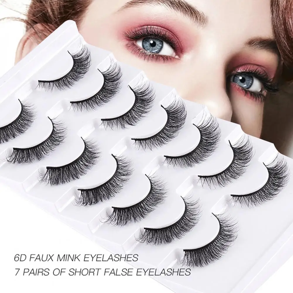 

7 Pairs/Box Fake Eyelashes Long Eyelashes Natural Curl Good Ductility Eye Extension Thick Fluffy Lashes Decor Eye Makeup