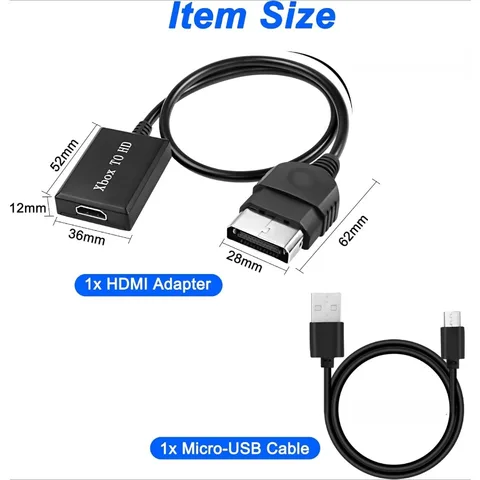 BGGQGG Конвертер, совместимый с Xbox в HDMI, видеоадаптер, поддержка HD 1080P/720P с USB-кабелем питания для моделей оригинальной консоли