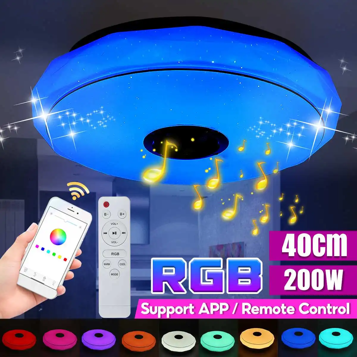 

Современный RGB светодиодный потолочный светильник, домашнее освещение, 120 Вт, 200 Вт, музыкальный светильник APP Bluetooth, умные потолочные светильники для спальни с дистанционным управлением