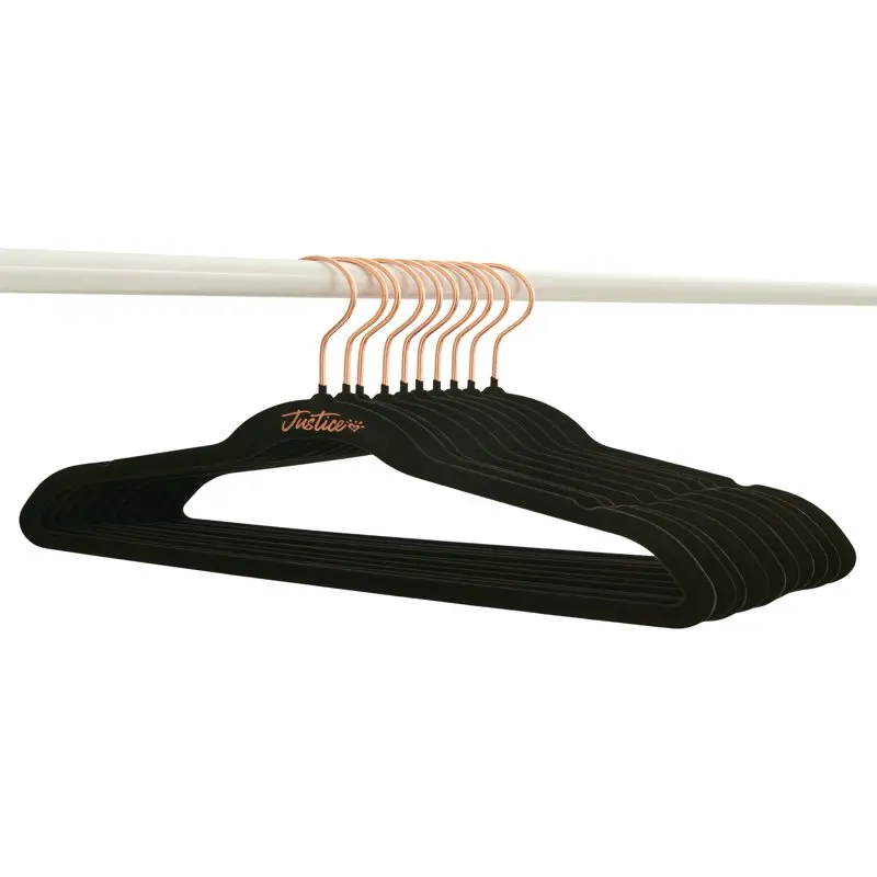 

Girls Non-Slip Swivel Hook Clothes Hangers, Black Velvet, 100 Pack