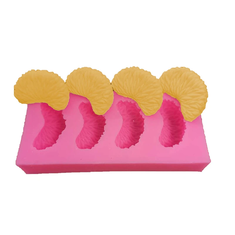 

Silicone Orange Shape Mold 4 Cells Fruit Chocolate Turning Sugar Baking Mold Mousse Cake Decoration DIY Hand Dripping Soap Molds
