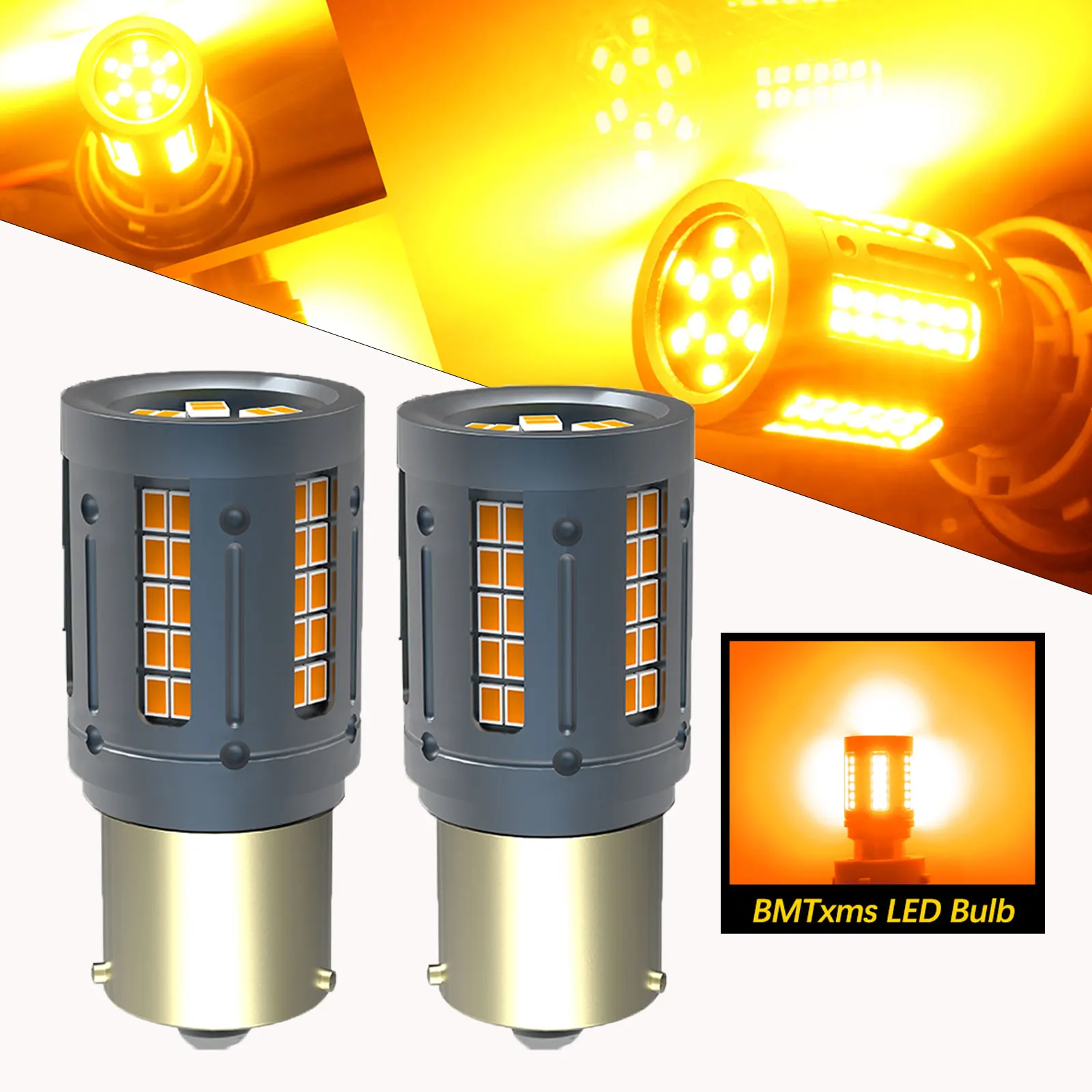 

BMTxms 2Pcs BAU15S LED Canbus Amber 1156 PY21W BA15S P21W LED Bulb Error Free No Hyperflash Car Turn Signal Light Indicator Lamp