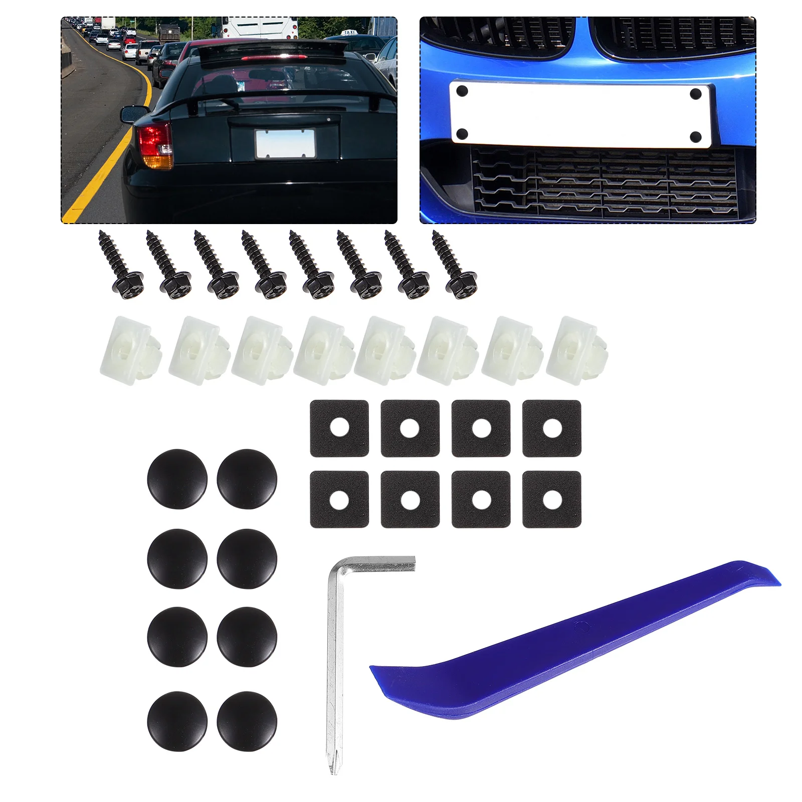 

2 Sets Stainless Steel License Plate Screw Fastener Kit Frames Plates Car Number Anti Theft Fasteners Screws