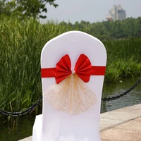 celebration decoration bow knot chair cover cloth yarn wedding chair sash back hotel party tables bow decor supplies