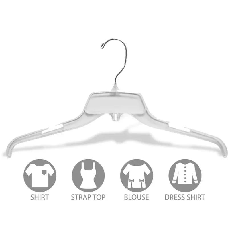 

Clear Plastic Top Hanger, Box of 100 Space Saving Hangers w/ Notches and 360 Degree Swivel Hook for Shirt or Dress by Hanger