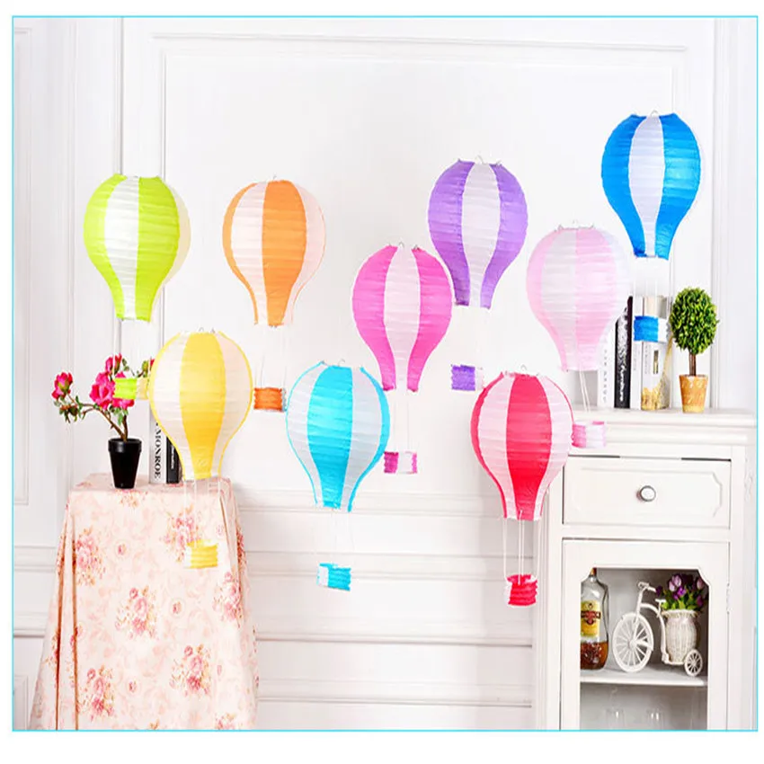

13Pcs Wedding Rainbow Hot Air Balloon Paper Lantern Air Hot Balloons Wedding Party Chinese Paper Lantern Decoration Lamp Light