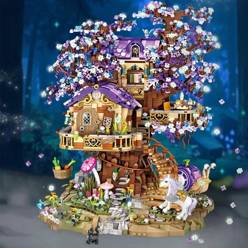 3991 шт. LOZ Mini Elf Tree House City Street View строительные блоки вишневый цвет модель DIY