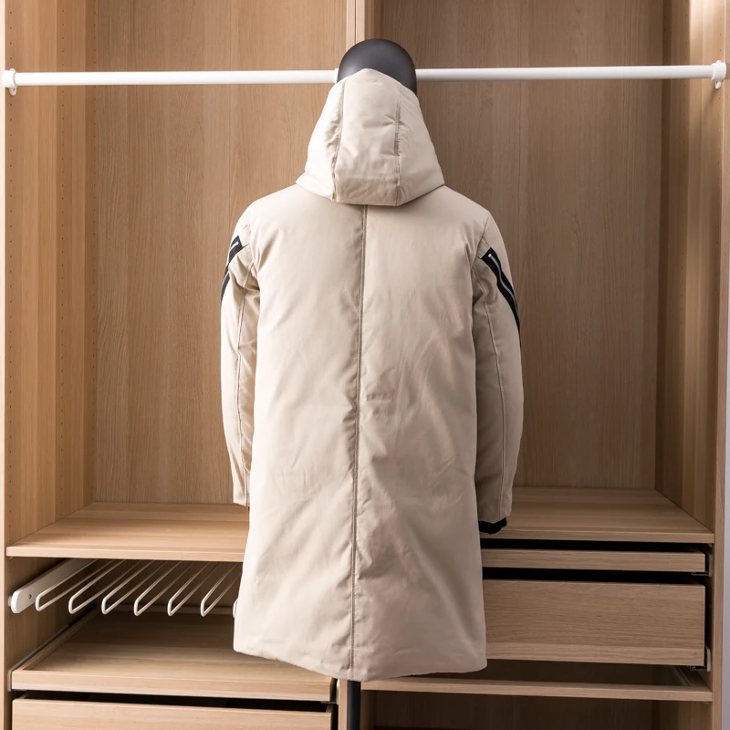 Winter Duck Down Coat Long Jacket Padding Parkas for Men Outer Clothing Thick Warm Hooded Ivory Off-white 2Xl 3Xl XXXL