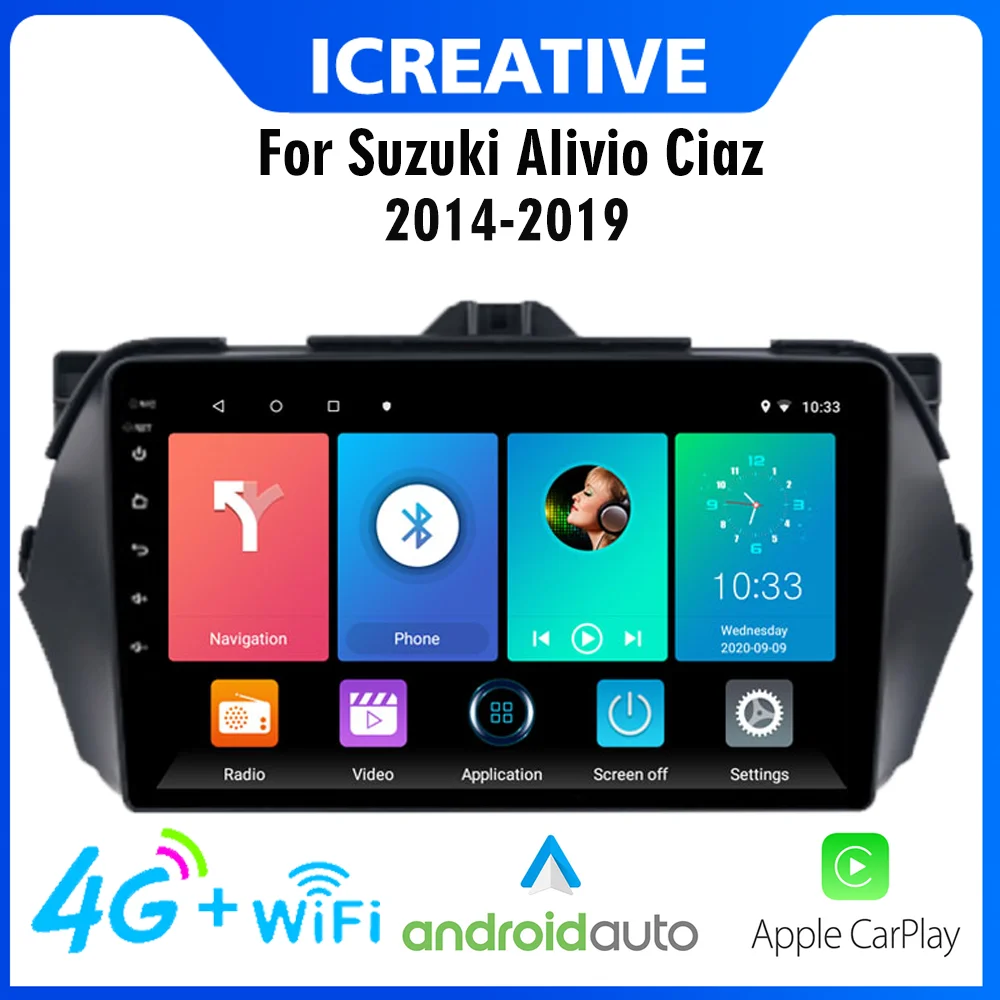Автомагнитола для Suzuki Alivio Ciaz 2014-2019 9 дюймов 2 Din Android 4G Carplay навигация GPS