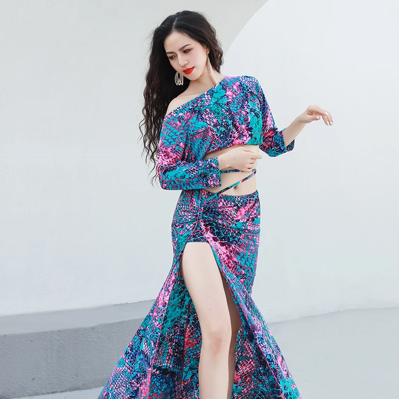 

Belly dance women loose top drawstring fishtail skirt dance suit suit performance costume oriental dancer training suit