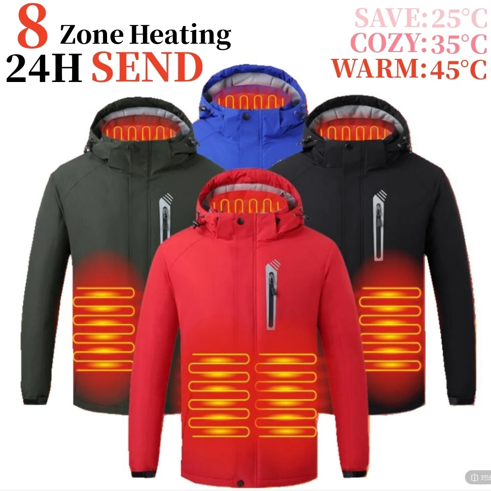 

2022 NEW Men's Jackets Parka For Men Winter Warm Coats USB 11 Area Heated Jacket Windbreaker Windproof Outdoor Sports Vests HOT