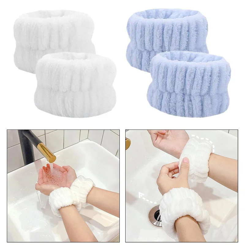 

2PCS Reusable Spa Wrist Washband Soft Microfiber Towel Wristbands For Washing Face Women Girl Yoga Running Sport Wrist Sweatband
