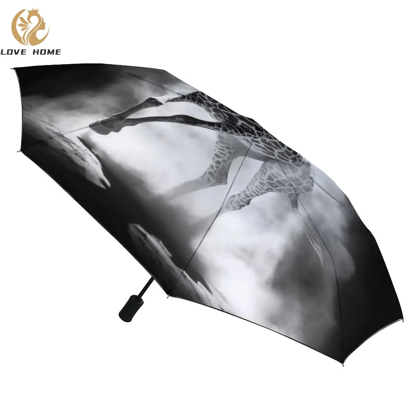 

Giraffe 8 Ribs Auto Umbrella Light Sketch Wind Proof Umbrella Black Coat Portable Umbrellas for Men Women