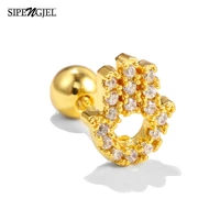sipengjel 1 piece korean fashion ear piercing stud cz hand lips cartilage helix conch screw back earring for woman jewelry