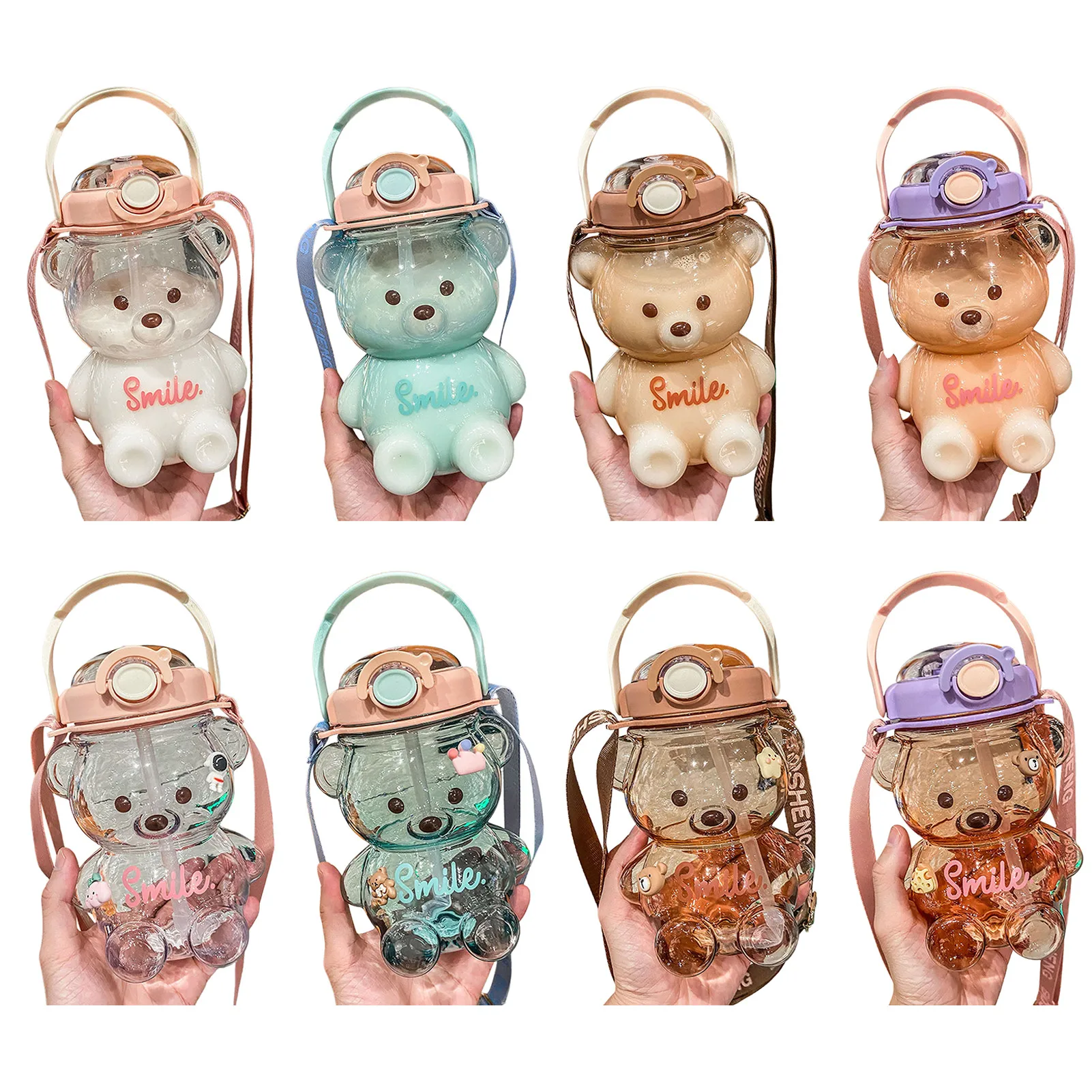 

Toddler Water Bottle With Adjustable Strap Bear Shaped Drinks Jug With Adjustable Strap And Handle Durable Cartoon Kids Large