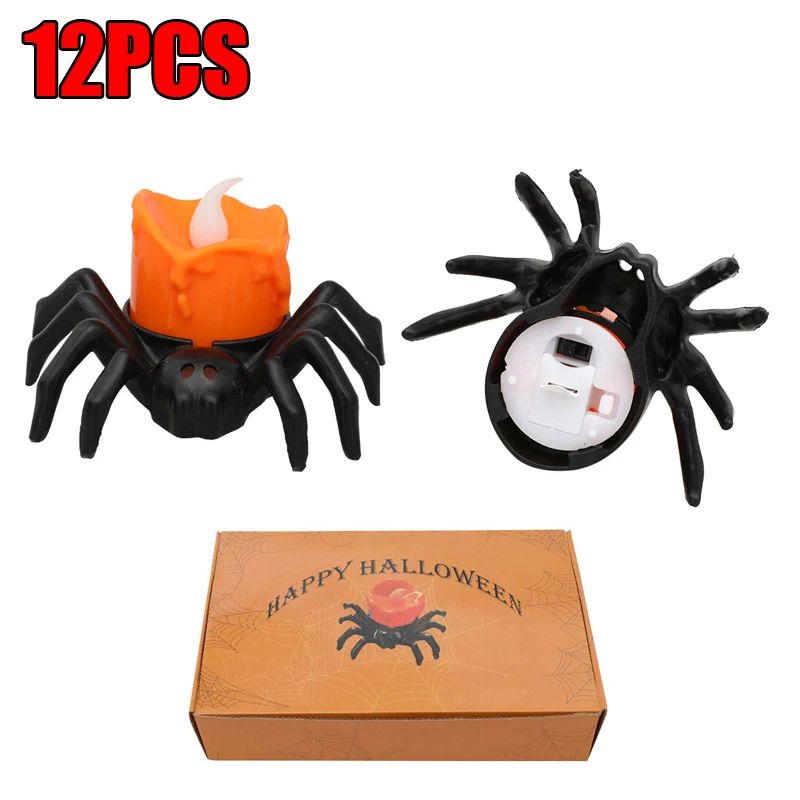 

Halloween Decorations LED Candle Light Plastic Spider Pumpkin Lamp For Home Bar Haunted House Halloween Party Decor Horror Props