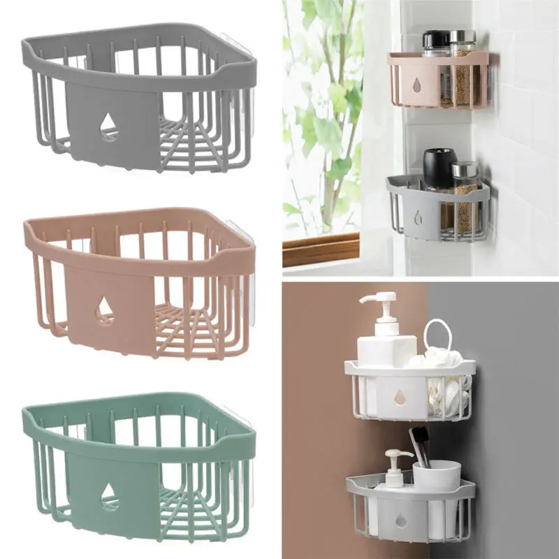 

Kitchen Free Hole Shelf Bathroom Shower Shelf Corner Bathtub Wall Mounted Shelf Storage Rack Organizer Kitchen Accessories