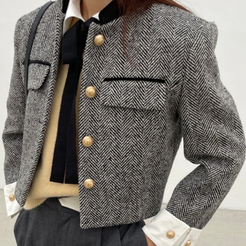 Модная женская куртка с воротником-стойкой пальто контрастных цветов длинными