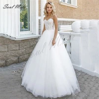 exquisite a line strapless wedding dress for women lace appliques sweetheart bridal gown backless bridal dress robe de mari%c3%a9e