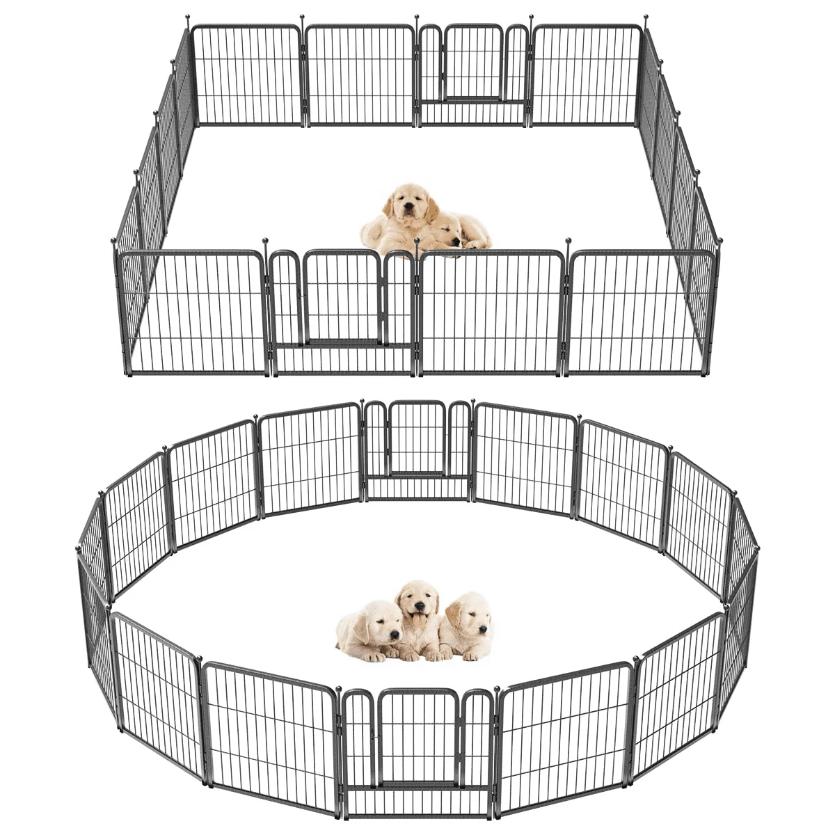 

HMTX Dog Playpen Outdoor, 8/16/24/32 Panels Dog Pen 24"/32"/40"/50" Height Dog Fence Exercise Pen with Doors for Large/Medium/Sm