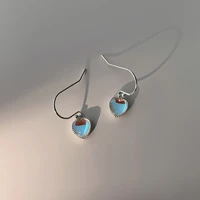 romantic aurora colorful trendy zirconia heart pendant earring for girl women party wedding jewelry accessories