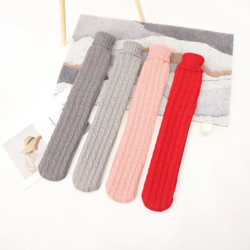 

Hot Water Bag Long with Plush Rubber Explosion Proof Hand Warmers Knitted Water Injection Hot Water Bottle 2000ml Warming Bag