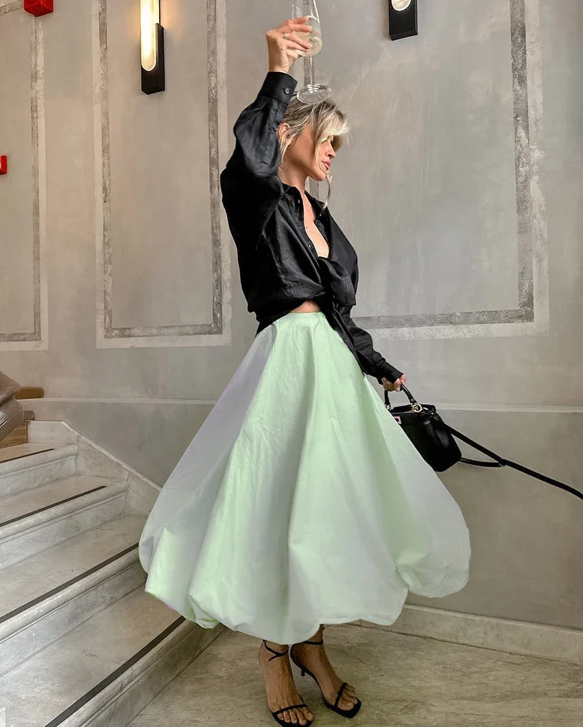 Юбка-фонарик с высокой талией и цветами