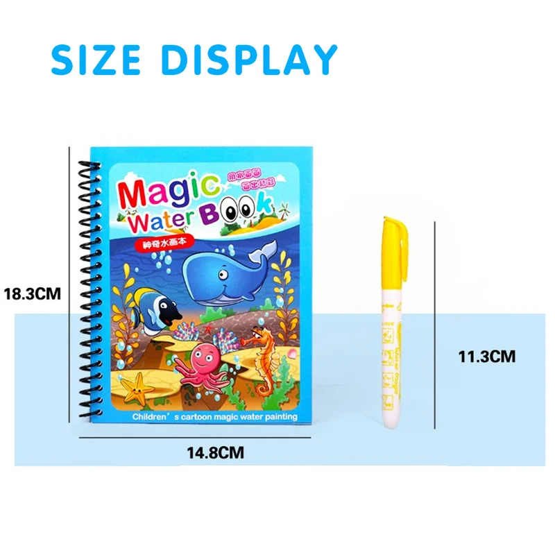 Magical Book Water Coloring Books Drawing Cartoons with Doodle Pen Painting Board Gift for Kids Early EducationToys |