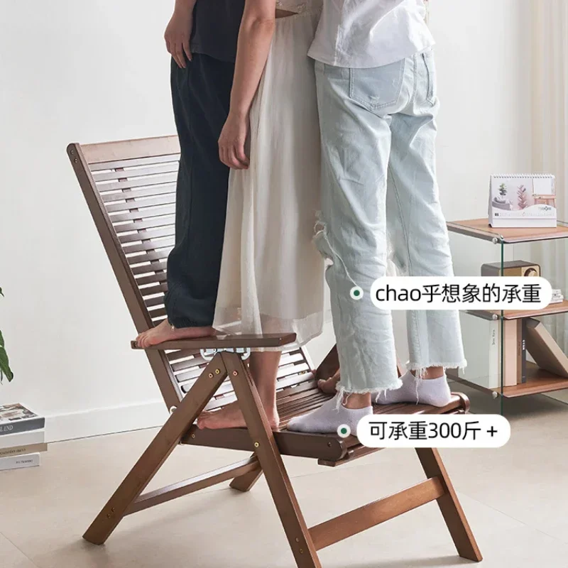 Пляжное кресло с бамбуковой спинкой для отдыха складное на обеденный перерыв