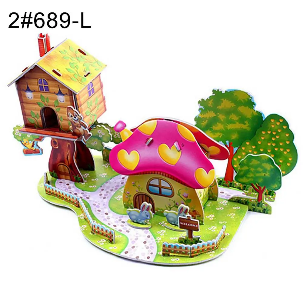 

DIY 3D House Castle Windmill Model Assembling Puzzles Early Learning Kids Toy