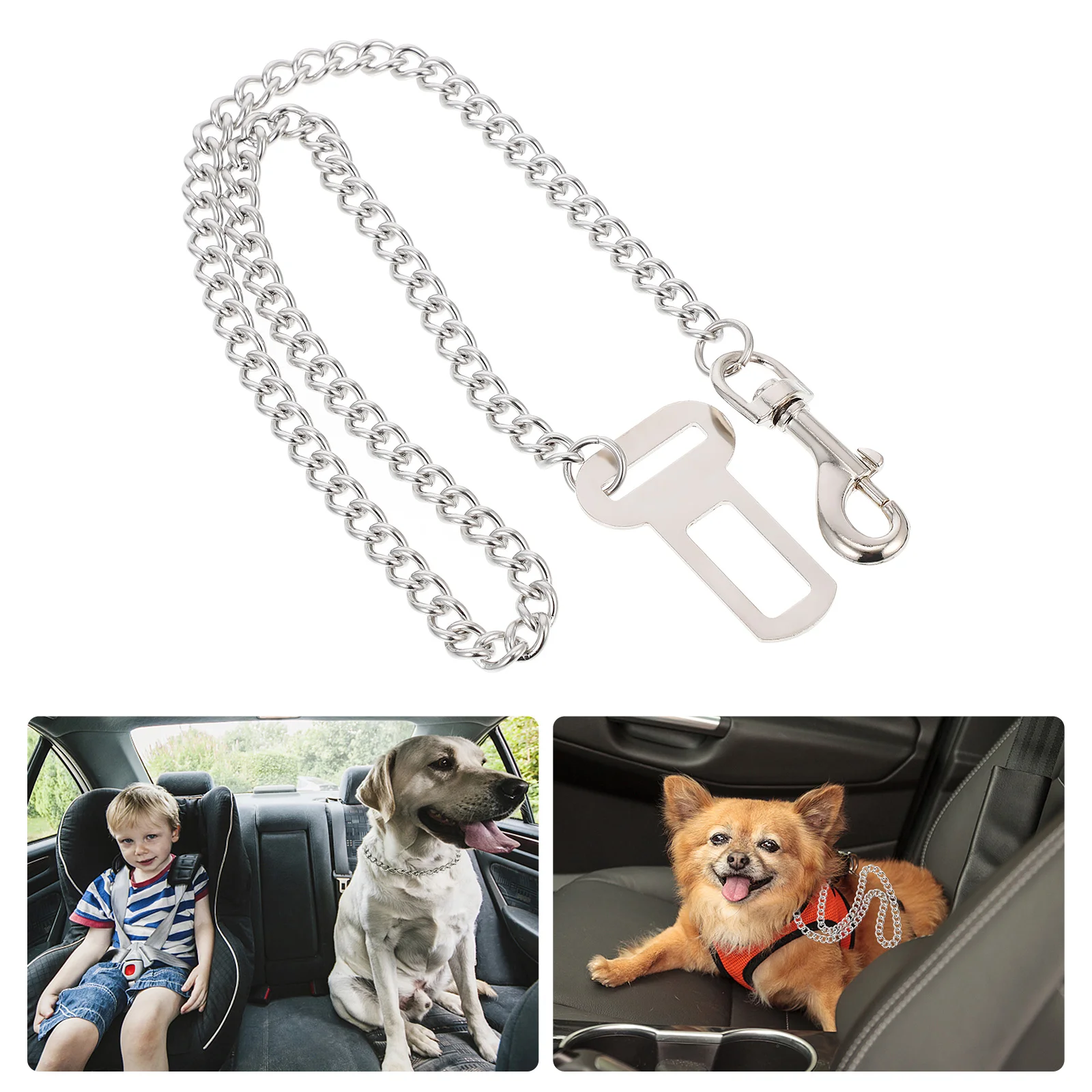 

Dog Belt Car Harness Pet Vehicle Chain Leashseatbelt Safety Stainless Steel Doubleseat Chew Dogs Puppy Seats Collar Training